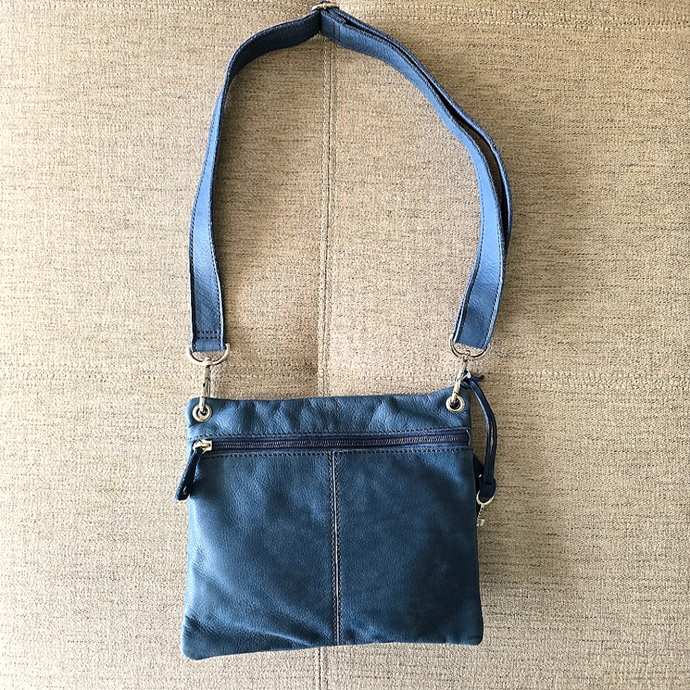 Fossil Sutton Pebbled Leather Blue Crossbody NWOT - Picture 5 of 9